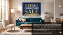 living room set with Reemo Furniture sale info with up to 20% discounts