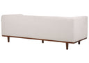 Light beige sofa with wooden legs on a white background