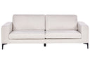 Light Beige 3-seater sofa with black metal legs in a white background