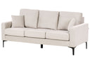 Light beige sofa with black legs on a white background