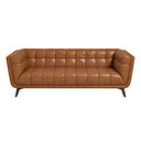 Cognac leather sofa on a white background