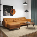 ADRIANA 111" TAN GENUINE LEATHER LEFT-FACING SECTIONAL SOFA