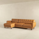ADRIANA 111" TAN GENUINE LEATHER LEFT-FACING SECTIONAL SOFA