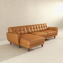 ADRIANA 111" TAN GENUINE LEATHER LEFT-FACING SECTIONAL SOFA