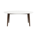 ADA MID CENTURY MODERN STYLE SOLID WOOD WHITE TOP OVAL DINING TABLE