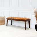 ALBINO 50" TAN GENUINE LEATHER BENCH