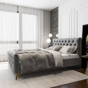 BAILEY DARK GREY VELVET BED
