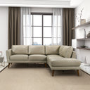BENSON BEIGE LEATHER SECTIONAL SOFA RIGHT FACING CHAISE