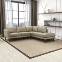 BIANCA 97" BEIGE GENUINE TOP-GRAIN LEATHER RIGHT-FACING SECTIONAL SOFA