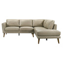BENSON BEIGE LEATHER SECTIONAL SOFA RIGHT FACING CHAISE
