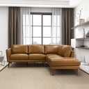 BIANCA 97" TAN GENUINE TOP-GRAIN LEATHER RIGHT-FACING SECTIONAL SOFA