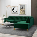 BONNA 101" GREEN VELVET LEFT-FACING SECTIONAL SOFA