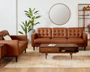 ARMANDO MID-CENTURY MODERN LEATHER  LOVESEAT