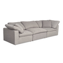 Three-quarters view of a light gray sectional sofa on a white background.