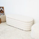 CAMILLA 49" WHITE BOUCLE STORAGE BENCH