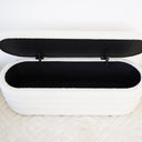 CAMILLA 49" WHITE BOUCLE STORAGE BENCH