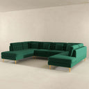 BONNA 132" GREEN VELVET U-SHAPE SOFA