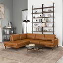 CARLA 109" TAN GENUINE LEATHER LEFT-FACING SECTIONAL SOFA