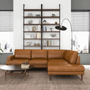 CARLA 109" TAN GENUINE LEATHER RIGHT-FACING SECTIONAL SOFA