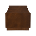 Brown coffee table side view on a white background.