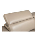 Beige leather sofa with a white background