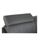 Gray leather sofa with a pillow on a white background