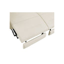Beige recliner leather sofa bed with extended legrest on a white background.