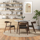 DAKOTA  SOLID WOOD BLACK LEATHER DINING CHAIR (SET OF 2)