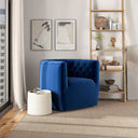 DORA DARK-BLUE VELVET SWIVEL CHAIR