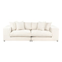 Off-white sofa with cushions on a white background
