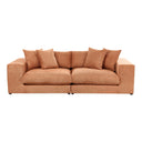 Orange sofa with cushions on a white background