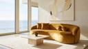 ENZO 89" JAPANDI GOLD BOUCLE SOFA