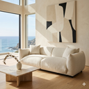 ELENA 89" MCM CREAM BOUCLE SOFA