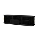 black entertainment console on a white background