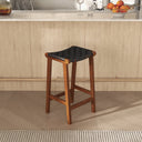 JAMES 24.5" MID-CENTURY MODERN GENUINE BLACK LEATHER BAR STOOL