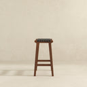 JAMES 24.5" MID-CENTURY MODERN GENUINE BLACK LEATHER BAR STOOL