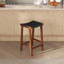 JAMES 29" MID-CENTURY MODERN GENUINE BLACK LEATHER BAR STOOL
