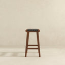 JAMES 29" MID-CENTURY MODERN GENUINE BLACK LEATHER BAR STOOL