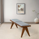 KARA 51" GREY FABRIC BENCH