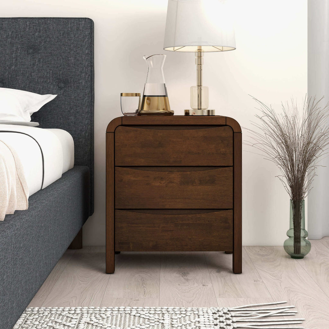 LILY MID CENTURY MODERN SOLID WOOD 2-D NIGHTSTAND | REEMO FURNITURE