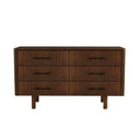 Wooden dresser with four drawers on a white background