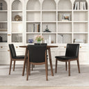 LAURA  BLACK PU SOLID WOOD DINING CHAIR (SET OF 2)