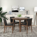 LAURA  BLACK PU SOLID WOOD DINING CHAIR (SET OF 2)