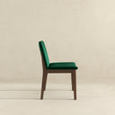 LAURA  GREEN VELVET SOLID WOOD DINING CHAIR (SET OF 2)
