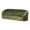 Three-quarters view of an Olive-Green velvet sofa on a white background