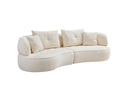 Three-quarters view of an off-white sectional sofa on a white background.