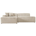 MELINA 102" CREAM CORDUROY LEFT-FACING SECTIONAL SOFA