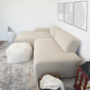 MELINA 102" CREAM CORDUROY LEFT-FACING SECTIONAL SOFA