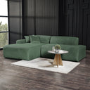 MELINA 102" GREEN CORDUROY LEFT-FACING SECTIONAL SOFA