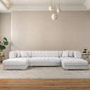 MANUELLA 142" IVORY VELVET U-SHAPE SECTIONAL SOFA